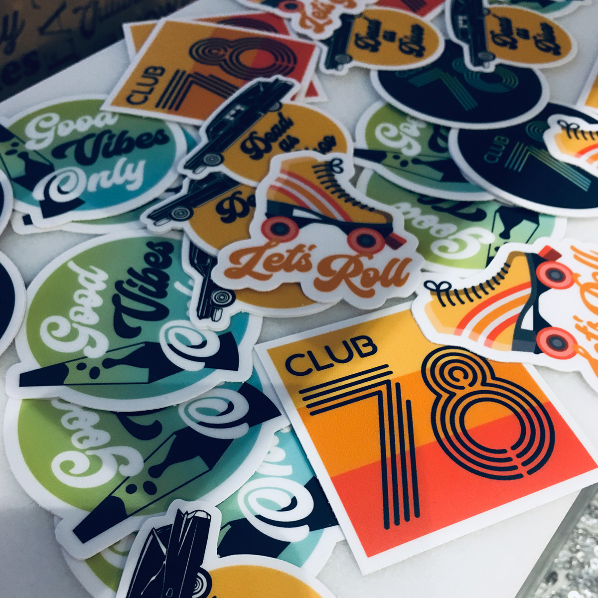 Club 78 themed stickers