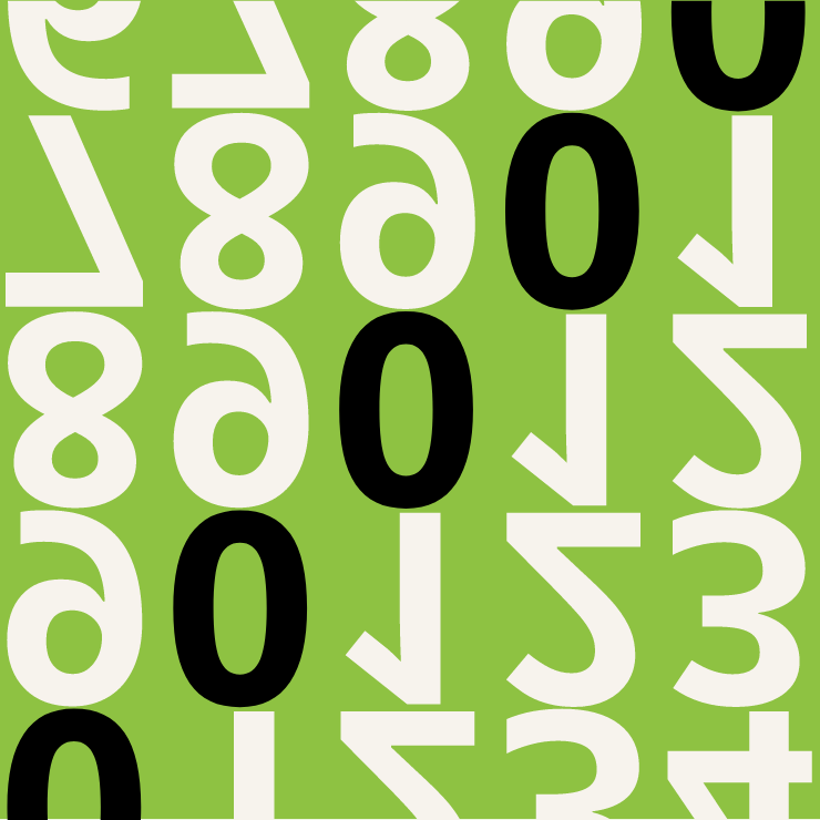 Rows of numbers upside down creating a diagonal pattern of zeros