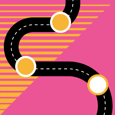 Abstract composition of winding road and circles