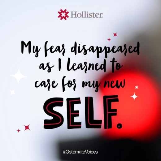 Life affirmation social card: “My fear disappeared as I learned to care for my new SELF.”