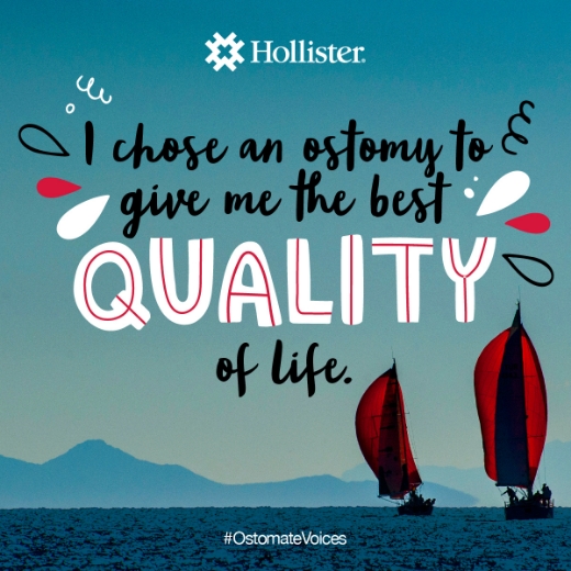 Life affirmation social card: “I chose an ostomy to give me the best QUALITY of life”