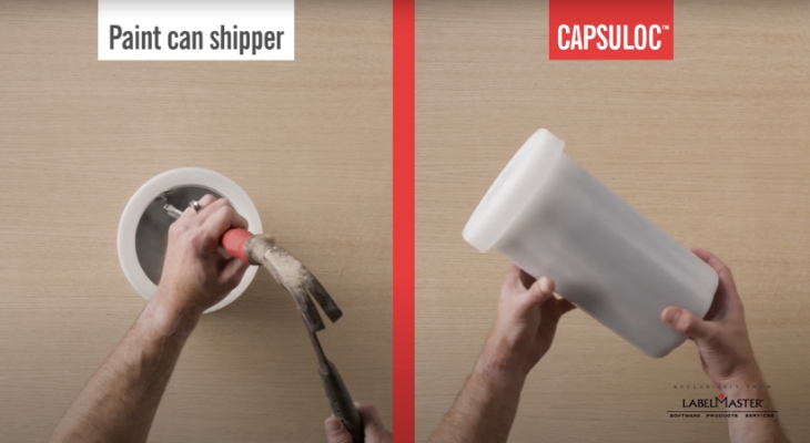 Capsuloc Launch Video: Top down view comparison of paint can and Capsuloc.