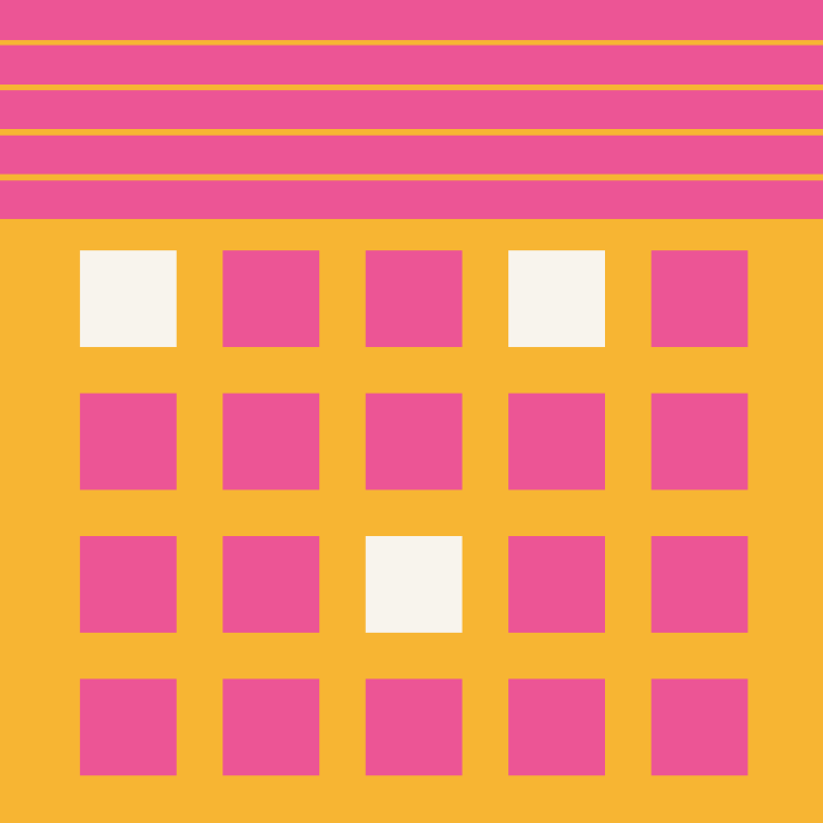 Abstract composition of of squares in the layout of a calendar.