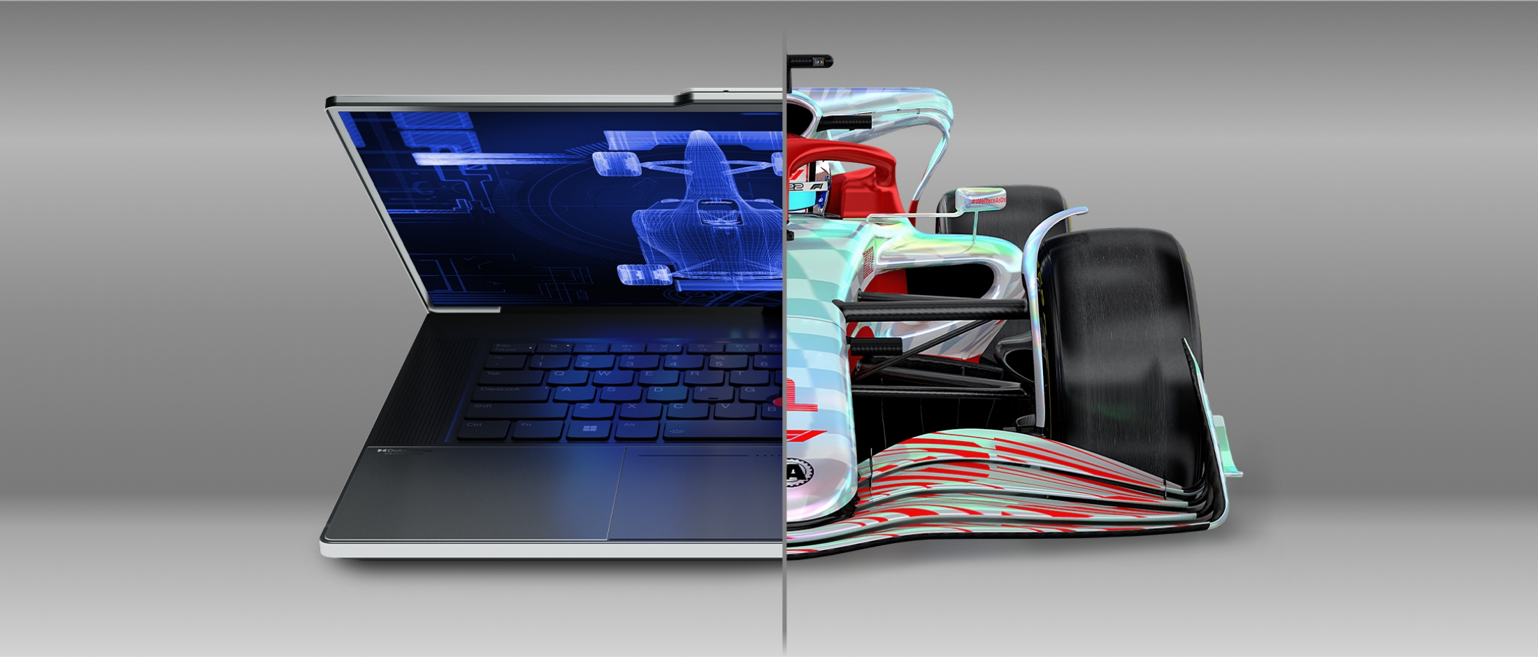 Lenovo ThinkPad and Formula 1 car.