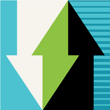 Up and down arrows indicating memory and memory retrieval