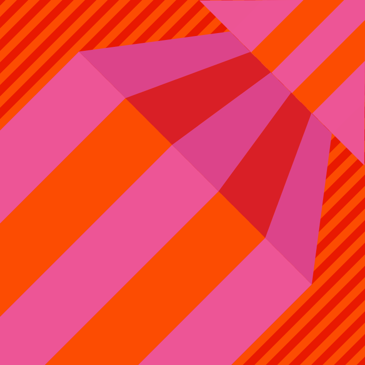 Abstract geometric color pattern of pink and orange red striped accents.